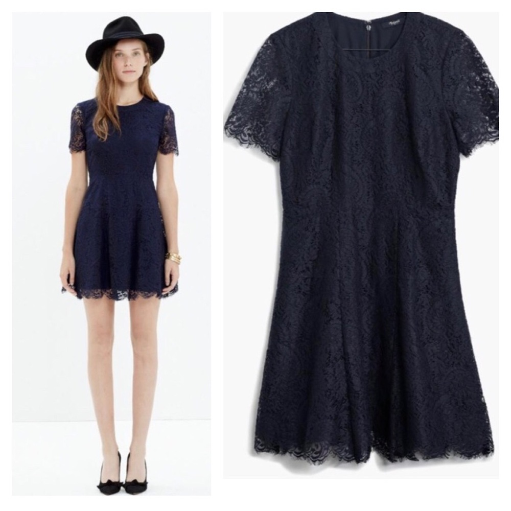 Madewell navy lace short sleeve dress. Size 00